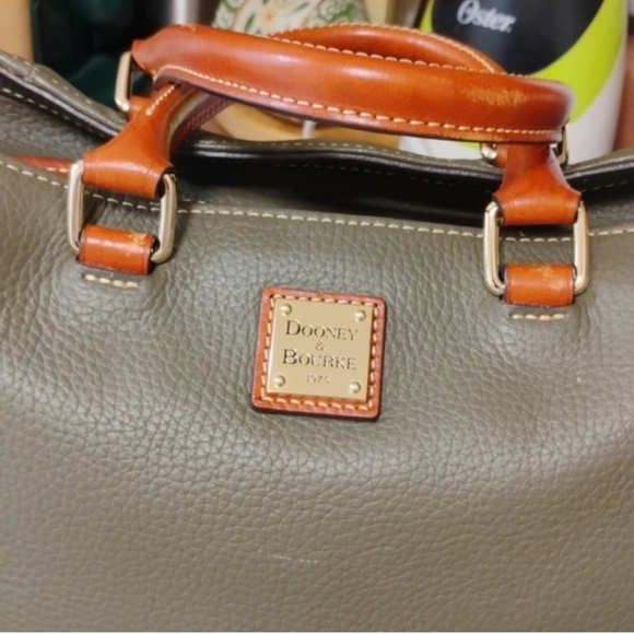 Dooney & Bourke Green Leather Satchel with Brown Accents - Picture 8 of 10
